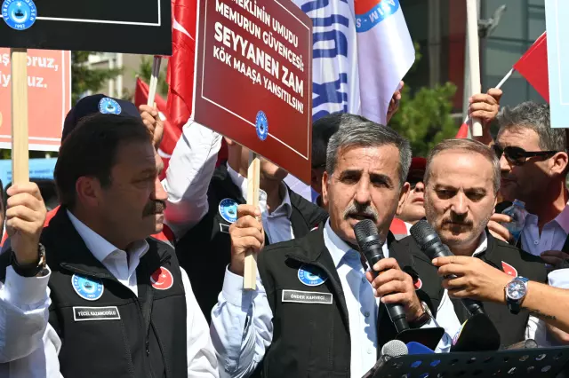 Hazine ve Maliye bakanlığı önünde Sendika başkanlarından dikkat çeken tepki: Alnını karışlarım!