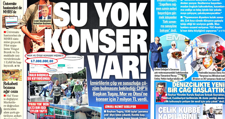 Su yok konser var! İzmirli hizmet bekliyor: 29 Ağustos 2025 gazete manşetleri
