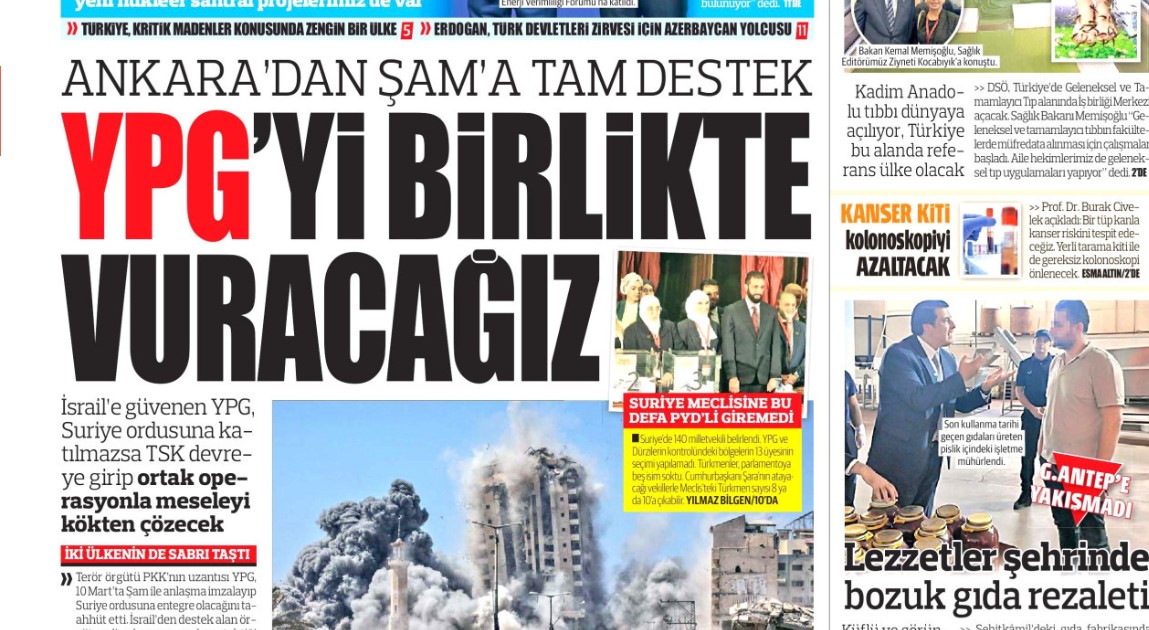 Ankara'dan Şam'a tam destek: YPG'yi beraber vuracağız! 7 Ekim 2025 Salı güncel gazete manşetleri