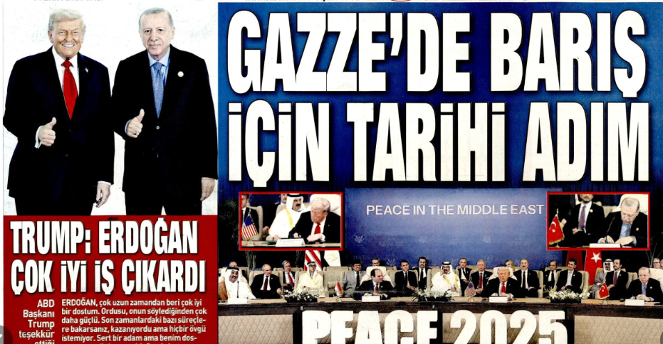 Gazze'de barış için tarihi adım: 14 Ekim 2025 gazete manşetleri