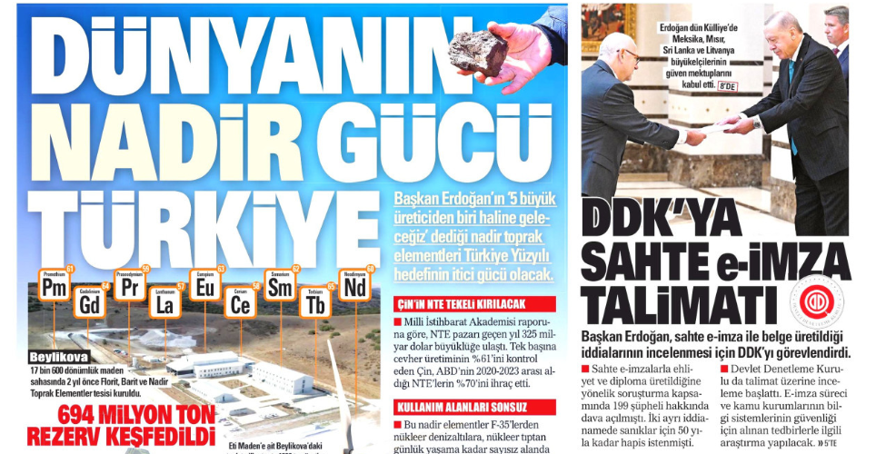 Dünyanın nadir gücü Türkiye! 694 milyon ton rezerv keşfedildi: 17 Ekim 2025 gazete manşetleri