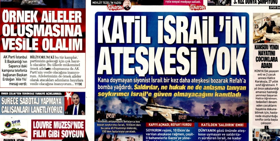 Katil İsrail'in ateşkesi yok: 20 Ekim 2025 Pazartesi güncel gazete manşetleri