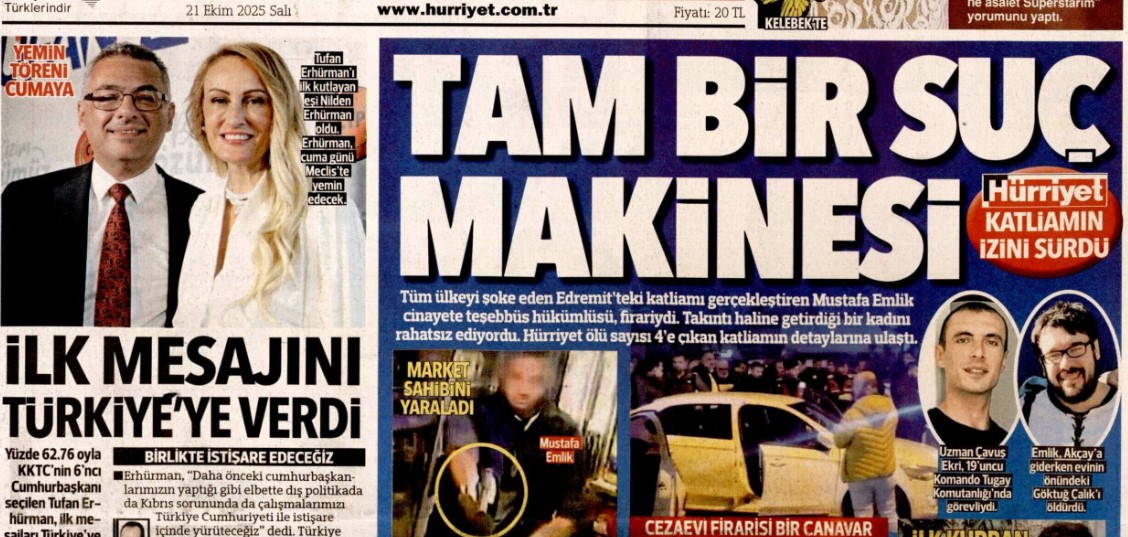 Tam bir suç makinesi: 21 Ekim 2025 Salı, gündeme dair merak edilen gazete manşetleri