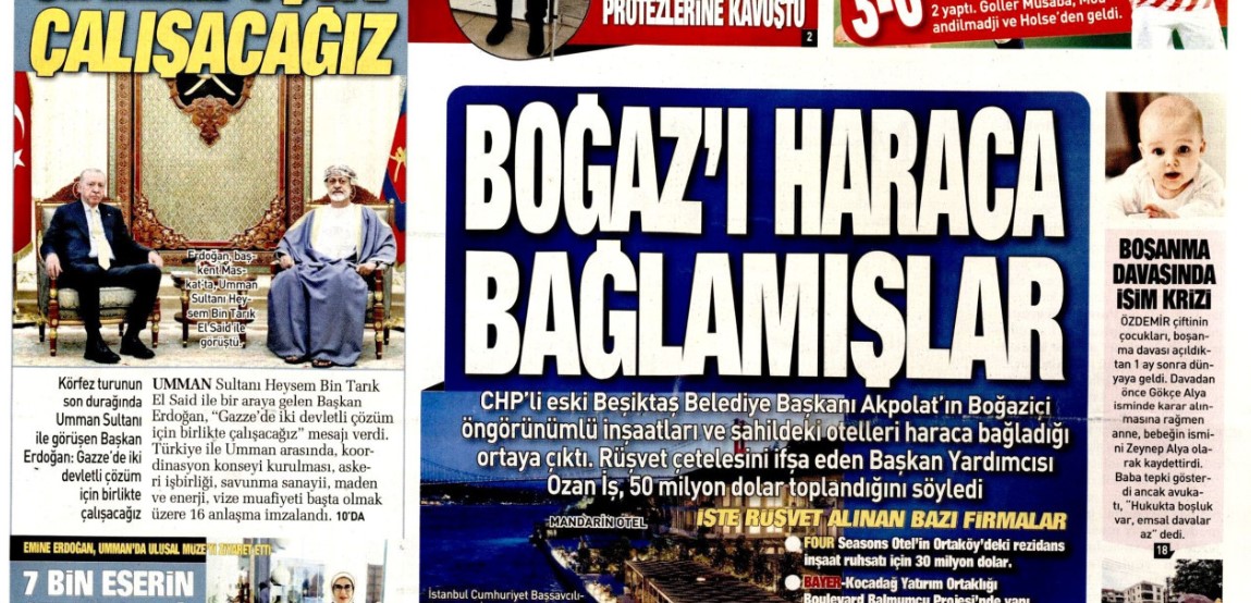 Boğazı haraca bağlamışlar: 24 Ekim 2025 cuma, güncel gazete manşetleri