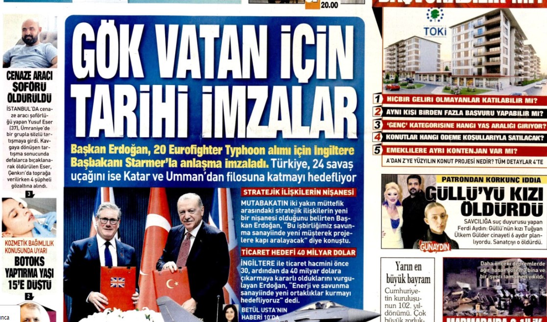 Gök Vatan için tarihi imzalar: 28 Ekim 2025 Salı, güncel gazete manşetleri...