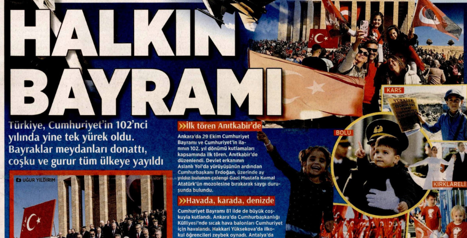 Halkın bayramı, Sen çok yaşa cumhuriyet: 30 Ekim 2025 gazete manşetleri