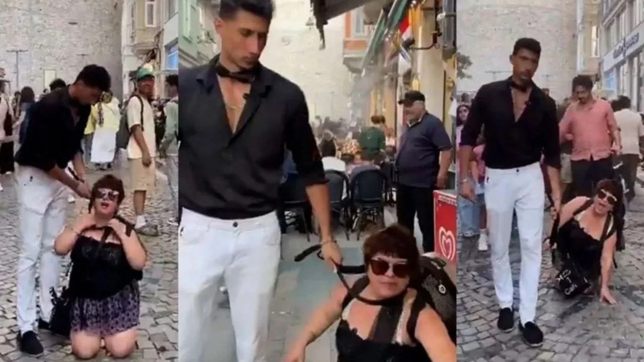 Beyoğlu'nda tasma takıp gezdirmişti: O, 2 şüpheli de tutuklandı!