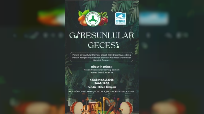 Giresunlular Gecesi Bu Akşam Pendik Millet Bahçesi’nde