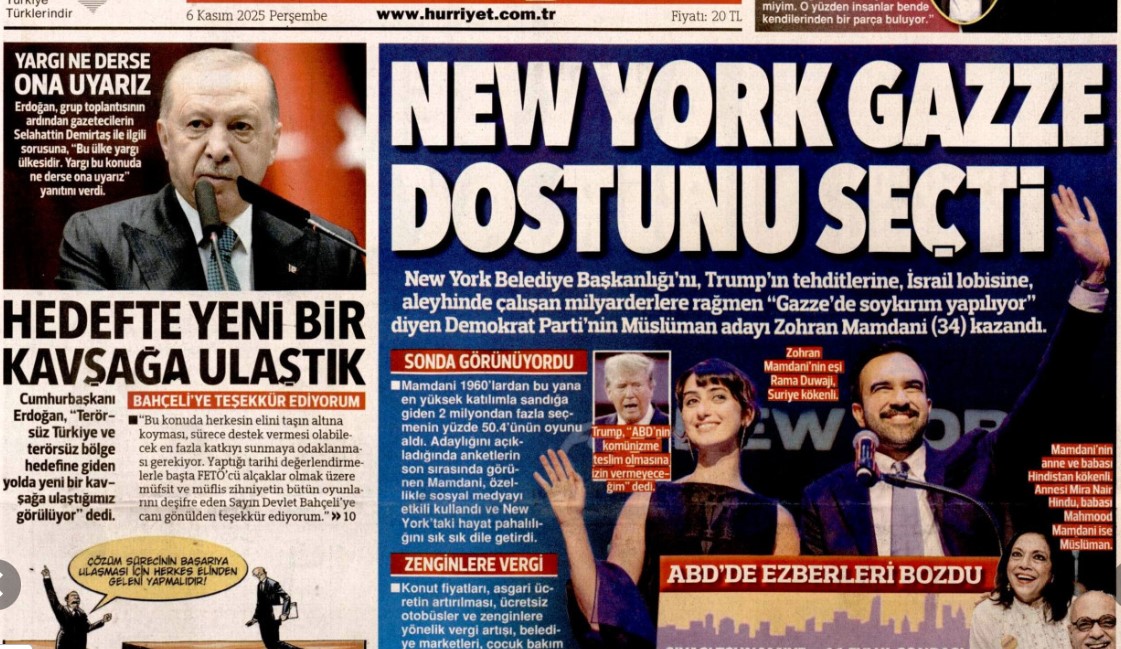 New york Gazze dostunu seçti: 6 Kasım 2025 Perşembe güncel gazete manşetleri