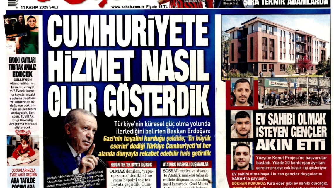 Cumhuriyete hizmet nasıl olur gösterdik: 11 Kasım 2025 Salı, güncel gazete manşetleri