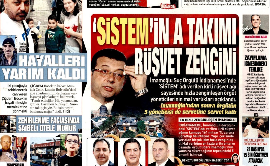 Sistemin A takımı rüşvet zengini: 17 Kasım 2025 Pazartesi güncel gazete manşetleri...