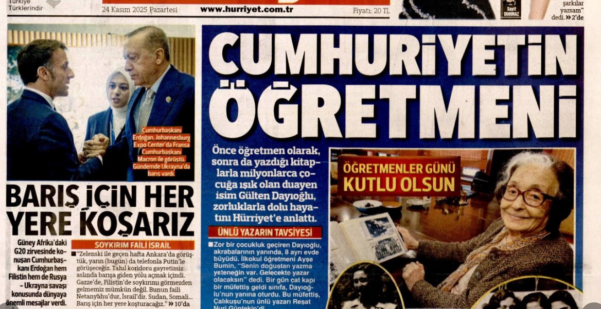 Cumhuriyetin öğretmeni: 21 Kasım 2025 Pazartesi güncel gazete manşetleri...