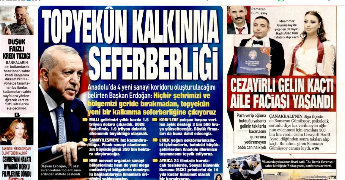 Topyekün kalkınma seferberliği: 2 Kasım 2025 Salı güncel gazete manşetleri...