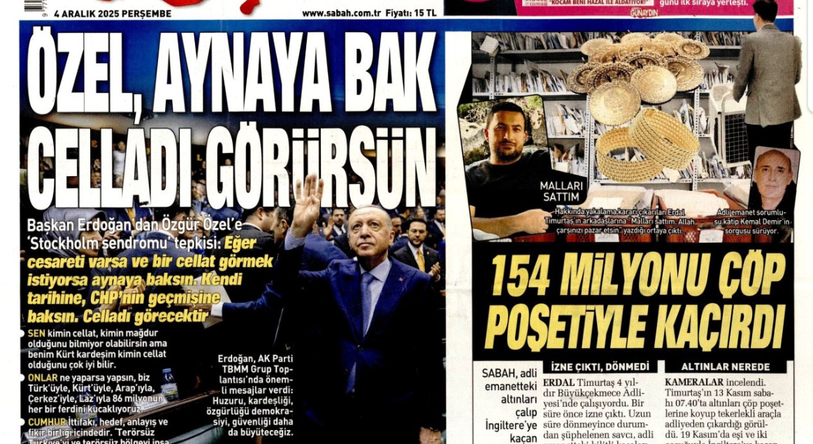 Özel aynaya bak, celladı görürsün: 4 Aralık 2025 Perşembe güncel gazete manşetleri...