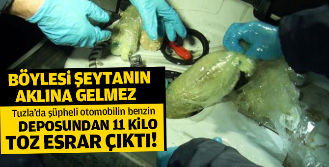 Şüpheli otomobilin benzin deposundan 11 kilo toz esrar çıktı!