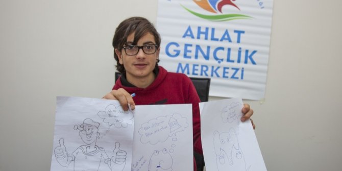 Ahlatlı gençler karikatür öğreniyor