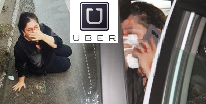 UBER Sürücüsü Kadın Yolcuyu Kanlar İçinde Bariyerlere Attı