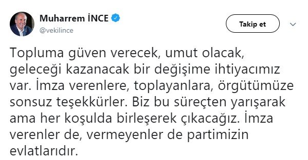 Muharrem İnce imza teslimi sonrası ilk kez konuştu