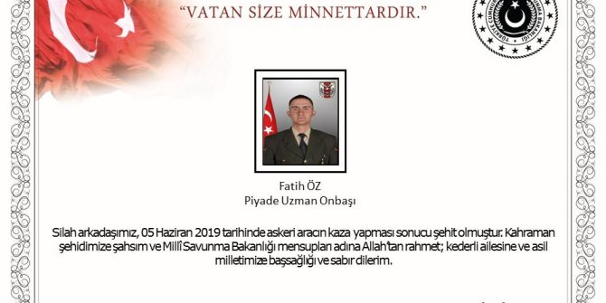 Bakan Akar, şehit asker için başsağlığı mesajı yayımladı