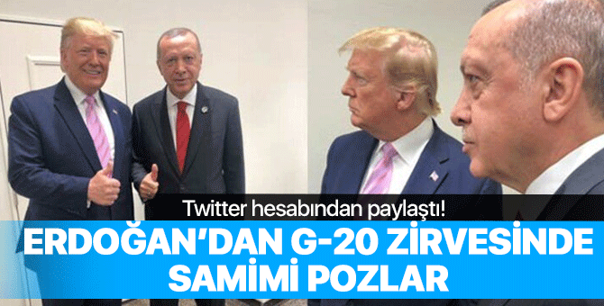 Japonya'daki G-20 zirvesinden samimi kareler! Erdoğan Twitter'dan paylaştı...