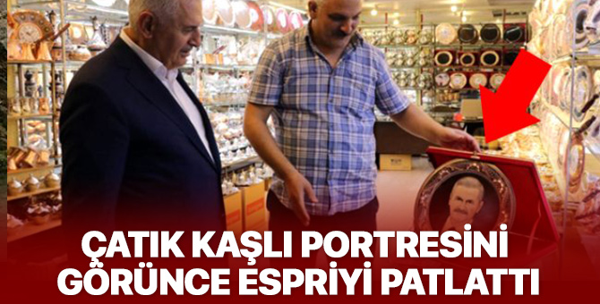 Binali Yıldırım, çatık kaşlı portresini görünce espriyi patlattı!
