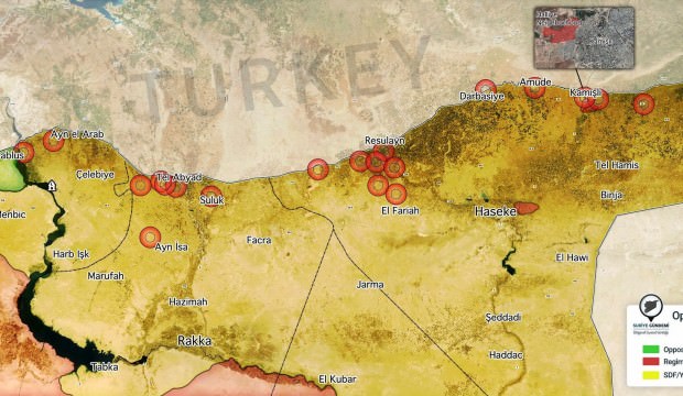 Barış Pınarı Harekatı'nda TSK'nın Suriye'de vurduğu yerler! İşte harita üzerinde son durum