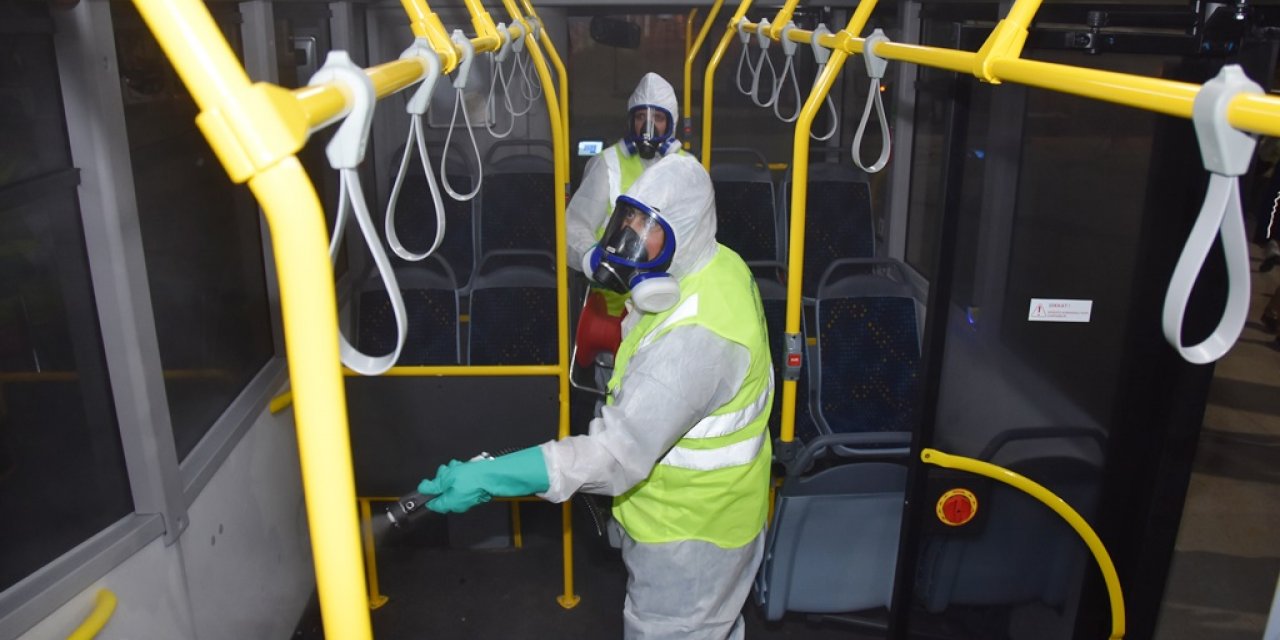 Tekirdağ'da toplu taşıma araçları dezenfekte edildi