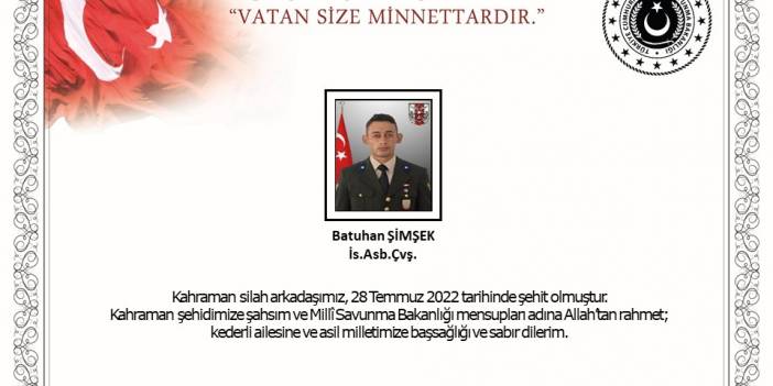 Şehit Astsubay Çavuş Batuhan Şimşek kimdir, nereli? Kaç yaşında, nasıl şehit oldu? Evli miydi?