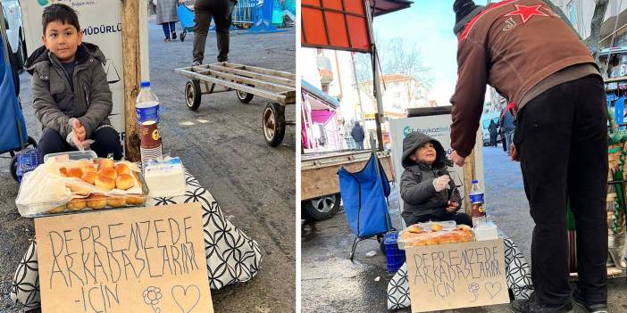 Depremzede çocuklar için annesinin yaptığı poğaçaları sattı! Kazandığı parayı bağışlayacak!