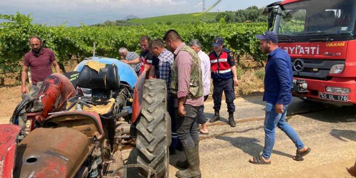 Devrilen traktörün altında feci şekilde can verdi!