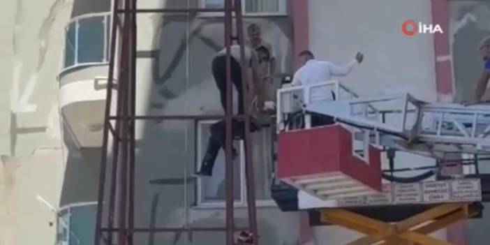 Ölümle yaşam arasında asılı kaldı, Altıncı kattan düşen işçi emniyet kemeri sayesinde kurtuldu