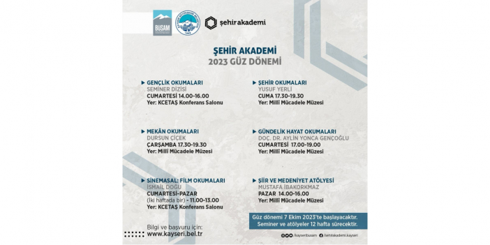 BÜSAM Şehir Akademi Güz Dönemi Kayıtları Başladı