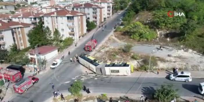 Son dakika... Başakşehir'de rampayı çıkamayan İETT otobüsü devrildi! Çok Yaralılar var!