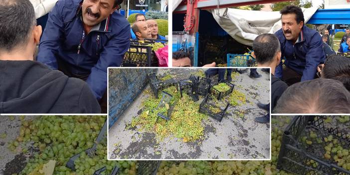 Pazarcı esnafının CHP'li Kırşehir Belediyesi önündeki çaresizliği...Kasa kasa üzümleri belediyeye attı!