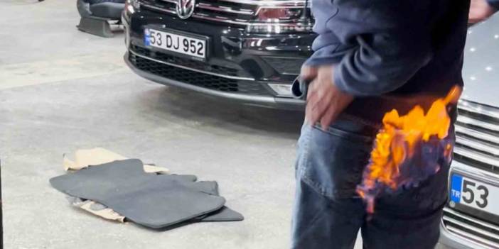 Olayın adresi: Rize! Sosyal medya fenomeni komiklik için az daha kendini yakıyordu: Paspasla söndürdüler!