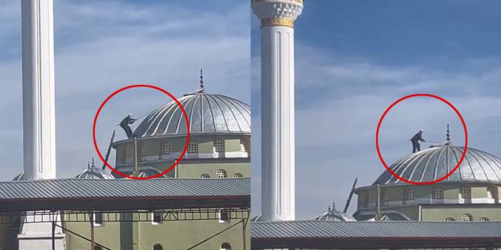 Sosyal medyayı sallamıştı! O dedenin neden caminin kubbesine tırmandığına inanamayacaksınız "Bize beddua eder"