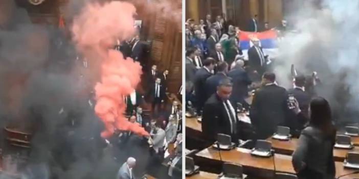 Meclis'te olay görüntü! Muhalefet sis bombası attı: Milletvekilinin başına isabet etti!
