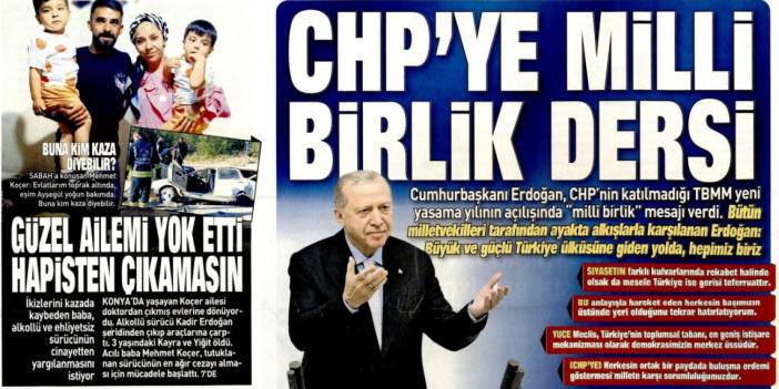 CHP'ye milli birlik dersi: 2 Ekim 2025 Perşembe güncel gazete manşetleri