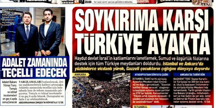 Soykırıma karşı Türkiye ayakta: 6 Ekim 2025 Pazartesi güncel gazete manşetleri