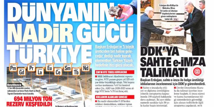 Dünyanın nadir gücü Türkiye! 694 milyon ton rezerv keşfedildi: 17 Ekim 2025 gazete manşetleri