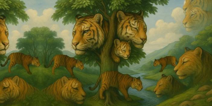 Zeka testi sosyal medyayı salladı! Sizce kaplanlar arasındaki kedi nerede?