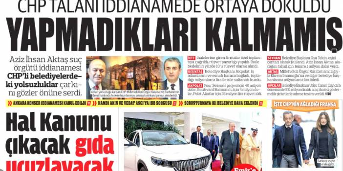 Yapmadıkları kalmamış! CHP talanı iddianamede ortaya döküldü: 22 Ekim gazete manşetleri