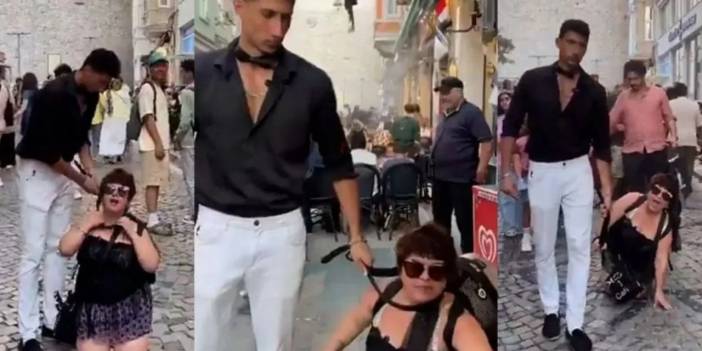 Beyoğlu'nda tasma takıp gezdirmişti: O, 2 şüpheli de tutuklandı!