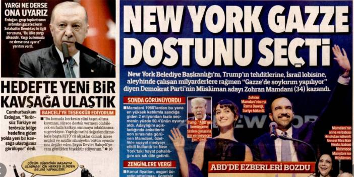 New york Gazze dostunu seçti: 6 Kasım 2025 Perşembe güncel gazete manşetleri