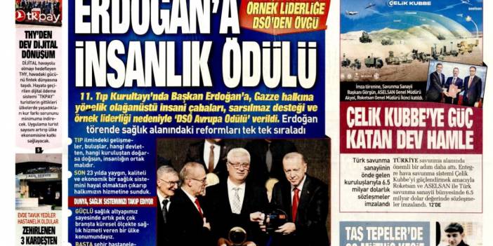 Erdoğan'a insanlık ödülü: 27 Kasım 2025 Perşembe, güncel gazete manşetleri...