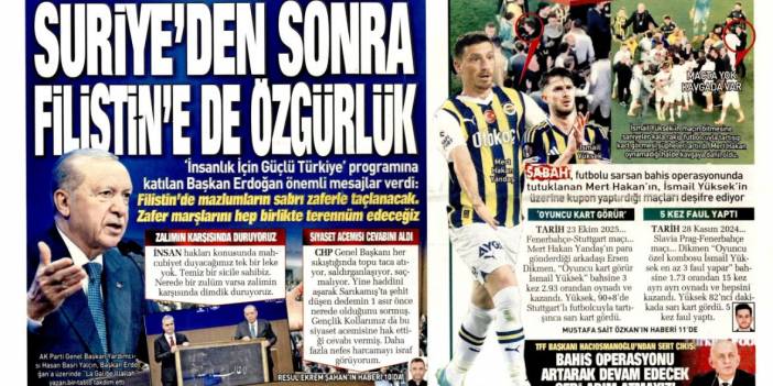 Suriye'den sonra Filistin'e de özgürlük: 10 Aralık 2025 Çarşamba, güncel gazete manşetleri...