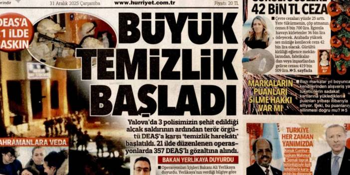 Büyük temizlik başladı: 31 Aralık 2025 Çarşamba güncel gazete manşetleri