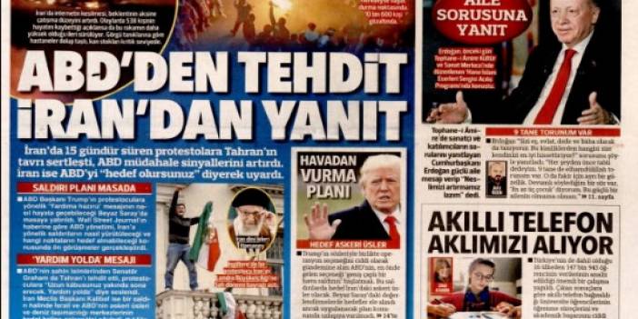 ABD'den tehdit İran'dan yanıt: 12 Ocak 2026 Pazartesi, güncel gazete manşetleri