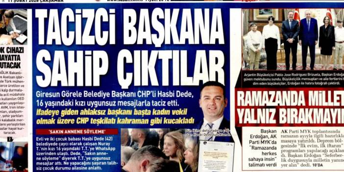 Tacizci başkana sahip çıktılar: 11 Şubat 2026 Çarşamba güncel gazete manşetleri