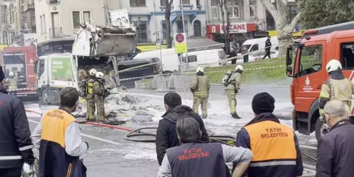 Fatih'te çöp kamyonu bomba gibi patladı: Cadde savaş alanına döndü, trafik durdu...